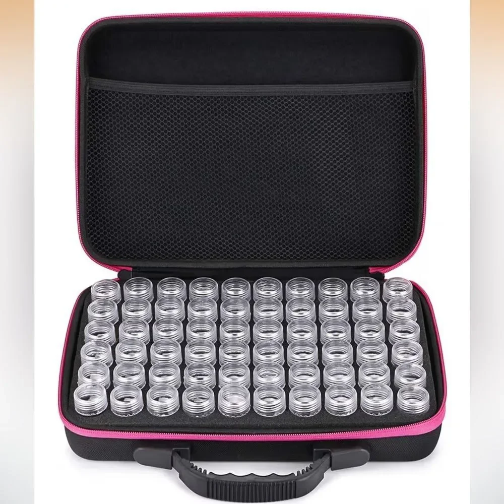 60 Slot Diamond Painting Storage Bead Organizer Case Pink Zebra Sampler